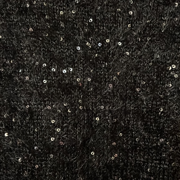 Foreign Exchange Long Sleeve Shaggy Sparkle Two Tone Sweater - Picture 3 of 4